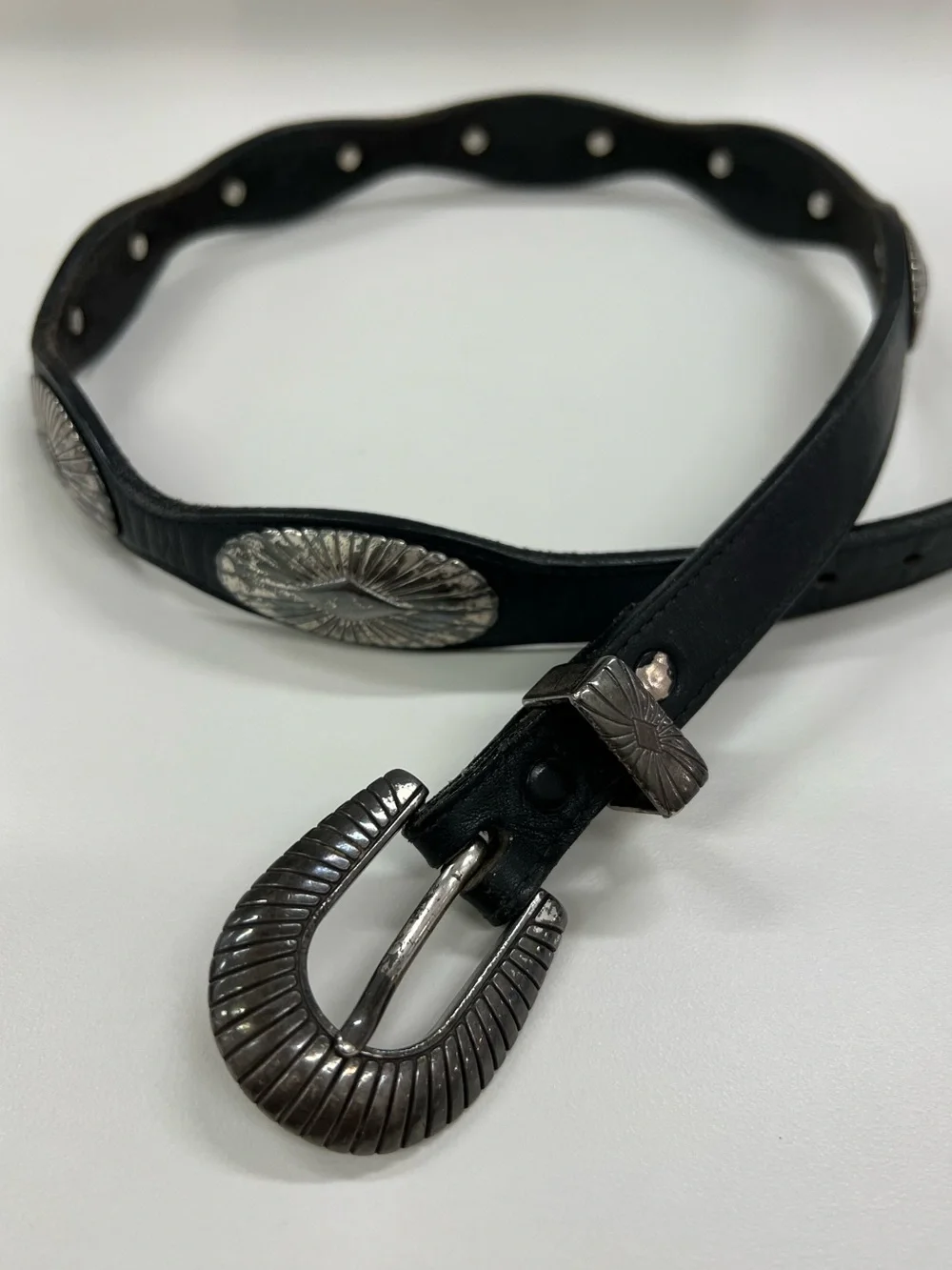 Justin Vintage Leather Concho Belt Size Small